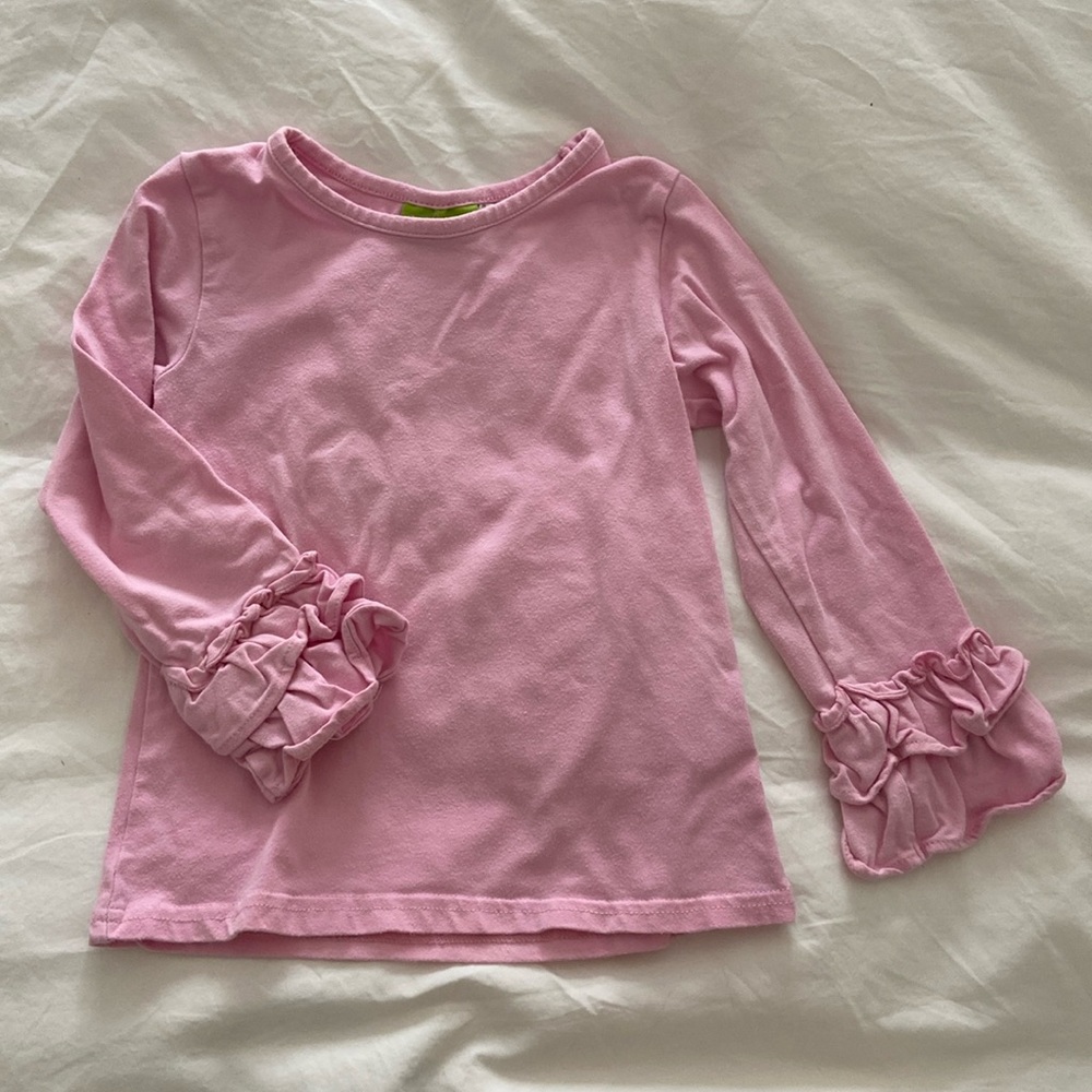 Classic Whimsy - Pink Long-sleeved top with ruffle bell sleeves, size 4T. EUC